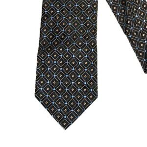 Nautica Silk Tie Men’s Long 62” Black Gray Blue Geometric Designer Classic New